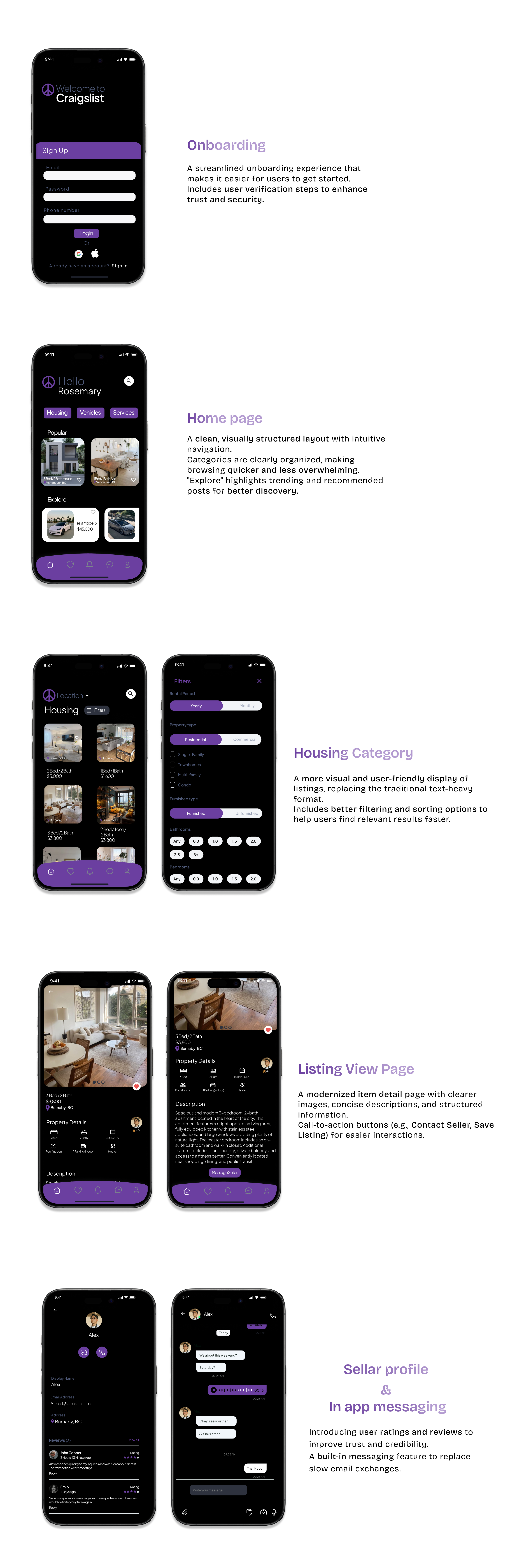 Final redesigned screens